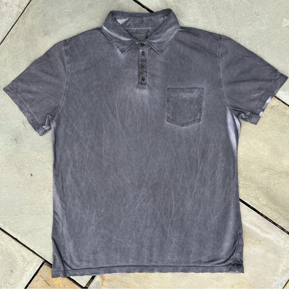Overdyed Reworked Pocket Polo Black Grey Made in USA